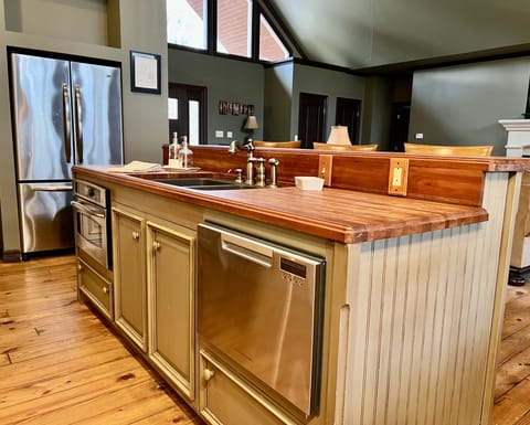 Kitchen island with bar seating. CONVECTION oven, and dishwasher