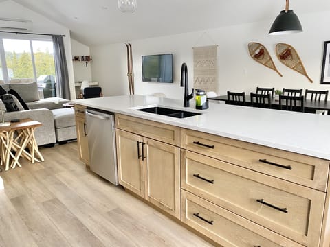 Kitchen island, dishwasher, large prep suface