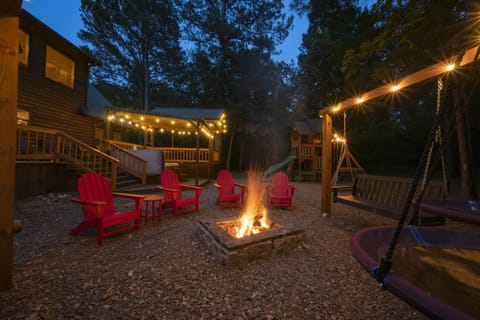 New fire pit and swing.
