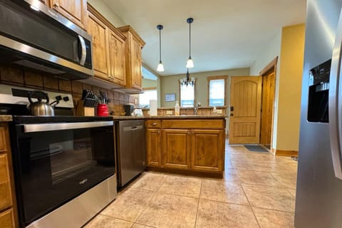 The kitchen comes stocked with everything you'd need to prepare a meal for any occasion.