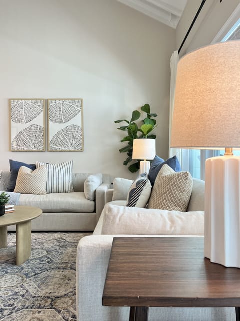 Brand new furniture makes this space cozy and inviting.