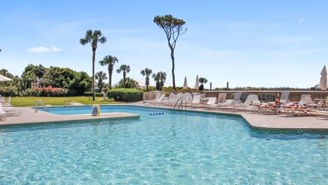 Large Oceanfront Pool at Ocean One has lots of Seating