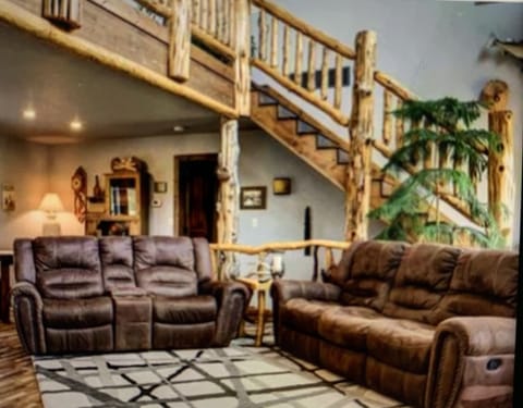 Beautiful cedar log staircase 