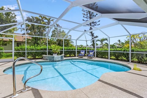 Heated Salt Water Pool with Waterfall