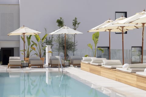 Outdoor pool, sun loungers