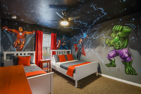 Join the Avengers in this one of a kind bedroom.