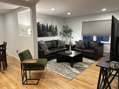 Comfortable living room with large screen television