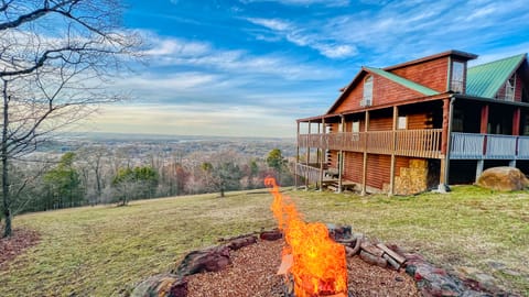 Side view of fire pit and skyline view
