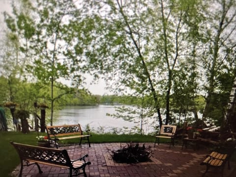 outdoor seating with fire set up