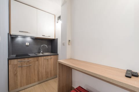 Panoramic Studio, Sea View, Beachfront | Private kitchenette | Fridge, electric kettle, blender, cleaning supplies