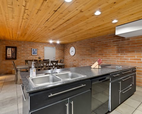 Open concept dining room table.  very large area for entertaining guests