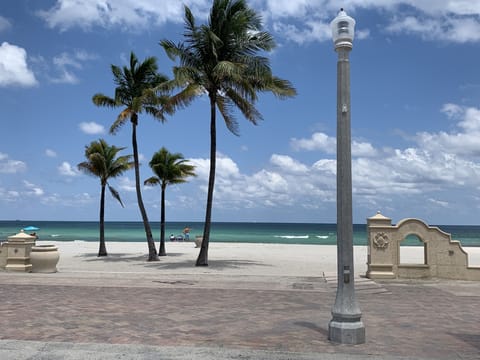 On the beach, beach umbrellas, beach towels