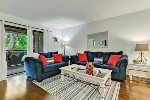 New furniture and decor in the spacious living room.