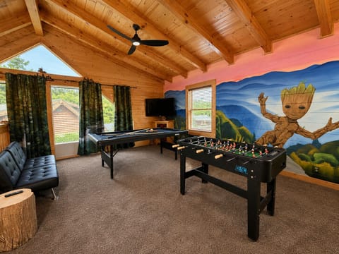 pool, foosball, massage chair