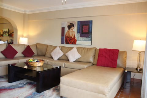 living room with a pull-out sofa bed