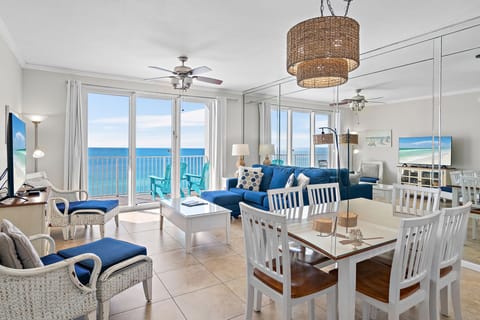 This 11th floor 2BR/2BA condo features Gulf views from the living space and the master bedroom, tile flooring, lots of new furniture, and is well stocked for your visit!
