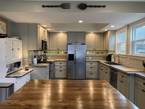 Large kitchen with plenty of gathering room.