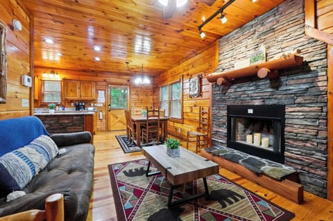 Enjoy the candle lit fireplace.