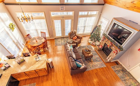 Looking down from upstairs bedroom. 