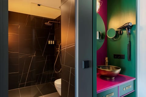 Eco-friendly toiletries, hair dryer, bathrobes, slippers