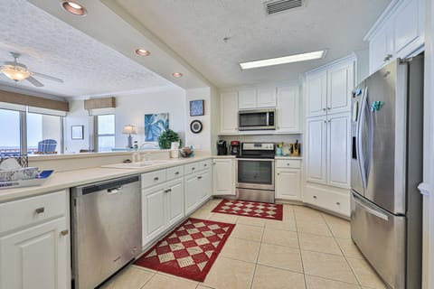 Fully stocked kitchen.