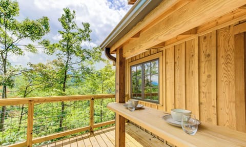 The deck with covered bar