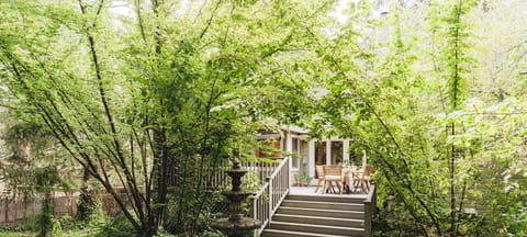 Relax in the Tranquil Backyard Oasis with Serenading Fountain Sounds. *** Please note that the fountain is temporarily unavailable due to storm damage. Replacement parts are on order and expected in the coming months. ***