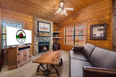 Living Room with Seasonal Fireplace and Cable TV