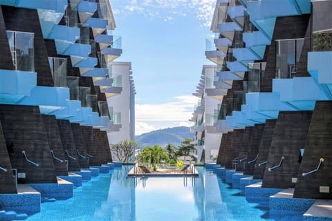 Outdoor pool, pool umbrellas
