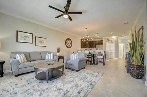 Living room and kitchen overview