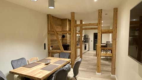 View from the living / dining area into the kitchen