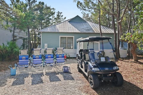 4 beach chairs and soft shell cooler provided for guests + 6-person golf cart.