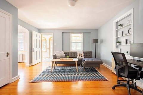 Cozy living space with leather seating. 