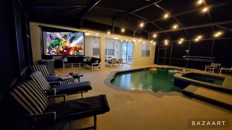 100” projector screen, Professional BBQ, Screened in pool and spa area. 