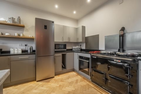 First floor: A well-equipped, fitted kitchen