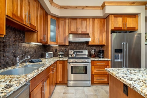 Indoors, Kitchen, Sink, Refrigerator, Hardwood