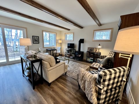 Living room walks out to lakeside