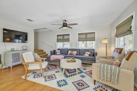 Spacious BoHo themed livingroom