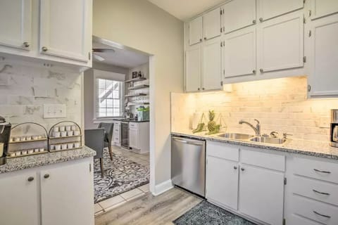 The kitchen is a custom design. The coffee bar is there for a quick wake-me-up.