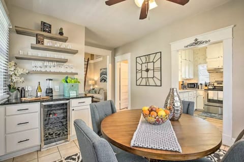 This dining room is drop-dead gorgeous. The custom-designed bar is one of a kind