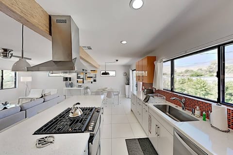 Kitchen and outside view