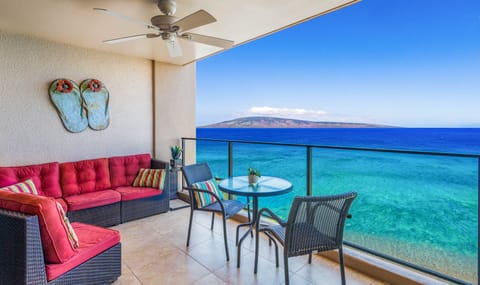 The lanai is accessible from the living room and bedroom.  Great for sunsets!