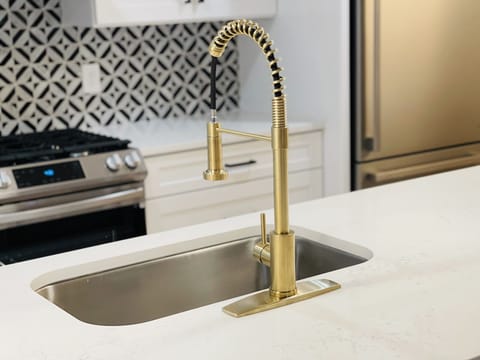 Designer touches like gold fixtures for your enjoyment.