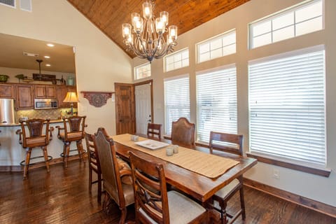 Plenty of room for everyone around the dining room table.