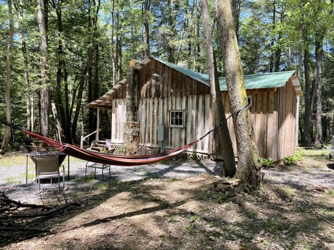 Authentic log cabin by the creek with hammock for total relaxation