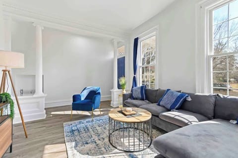 Spacious living room with 11 foot high ceilings!
