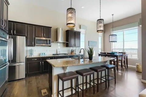 Chefs Kitchen fully equipped with ample amenities and appliances. Full dishware to accommodate your large group or gathering, or meet your families cooking needs. We've thought of everything to ensure you have what you need for the duration of your stay.