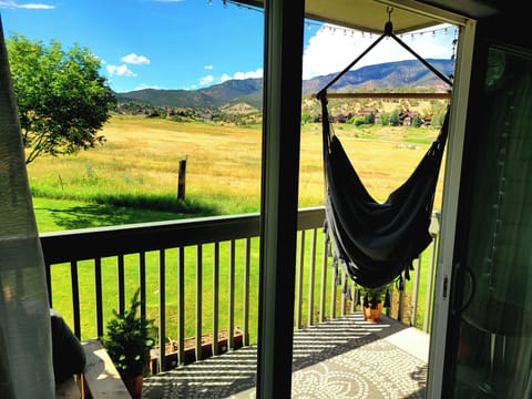 Stunning view with a hammock; colors shift beautifully throughout the day