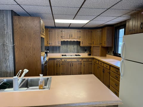 Huge kitchen with ample cabinets and counter space