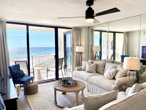 Remodeled: Living room with stunning sunset views